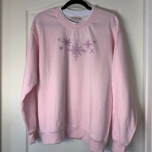Vintage Classic CE Editions Pink Snowflake Embroidered Sweatshirt L Cozy Y2K Sof